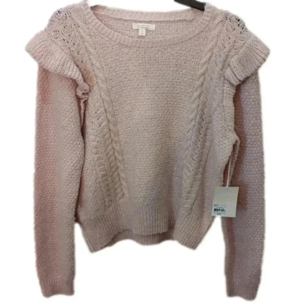 LC Lauren Conrad Women's cable knit ruffle sweater